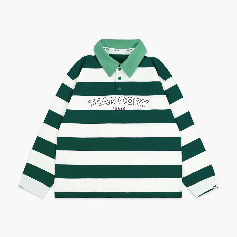 22 F/W OORY Stripe collar t-shirt - green ( 2차 입고, 당일 발송 )
