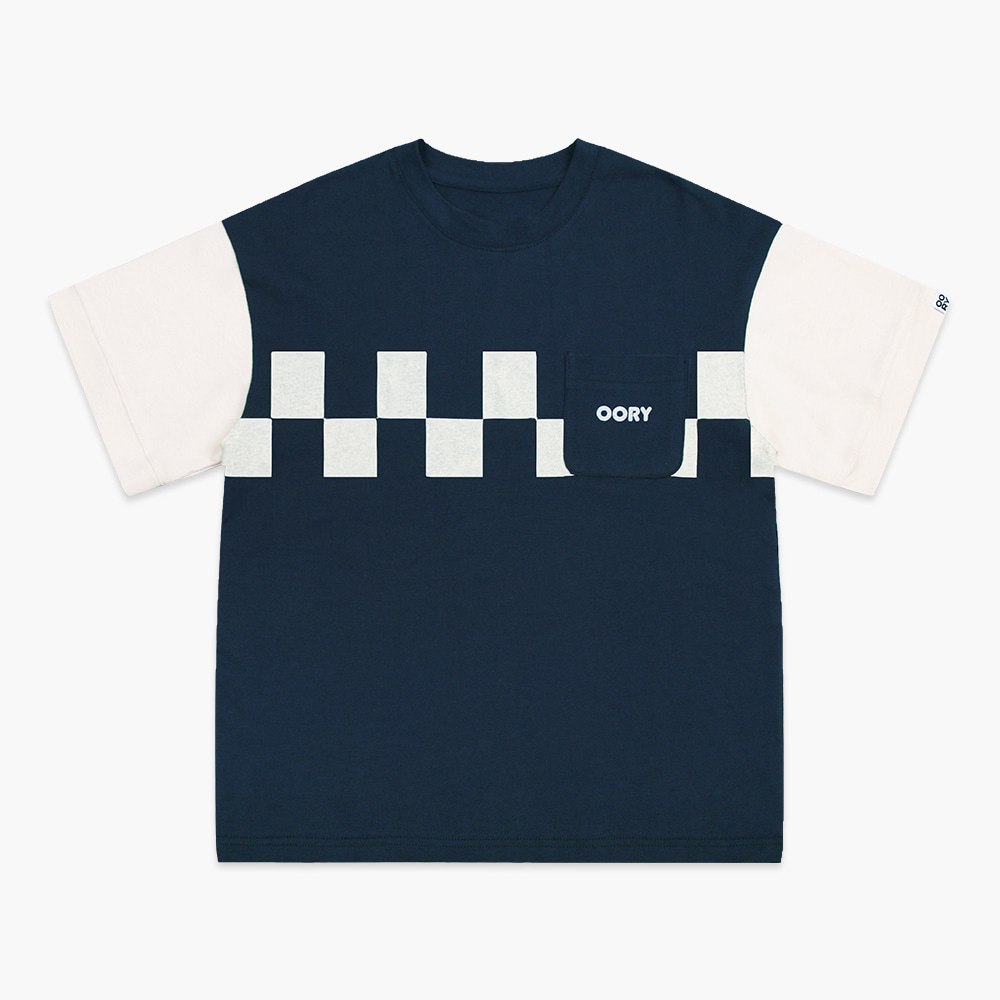 22 S/S OORY Check pocket t-shirt - navy ( 2차 입고, 당일 발송 )
